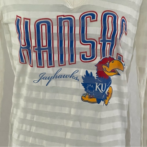 PressBox white Kansas Jayhawks long sleeve size large NEW WITH TAGS - Picture 3 of 8